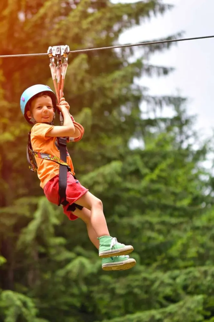 Child on a zip line