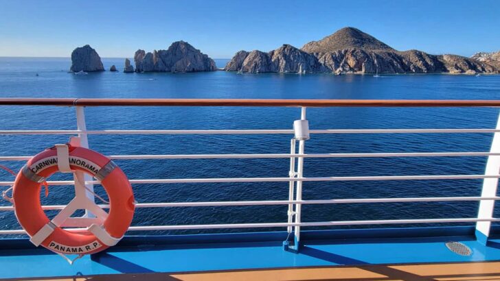 A cruise ship in Cabo San Lucas, Mexico