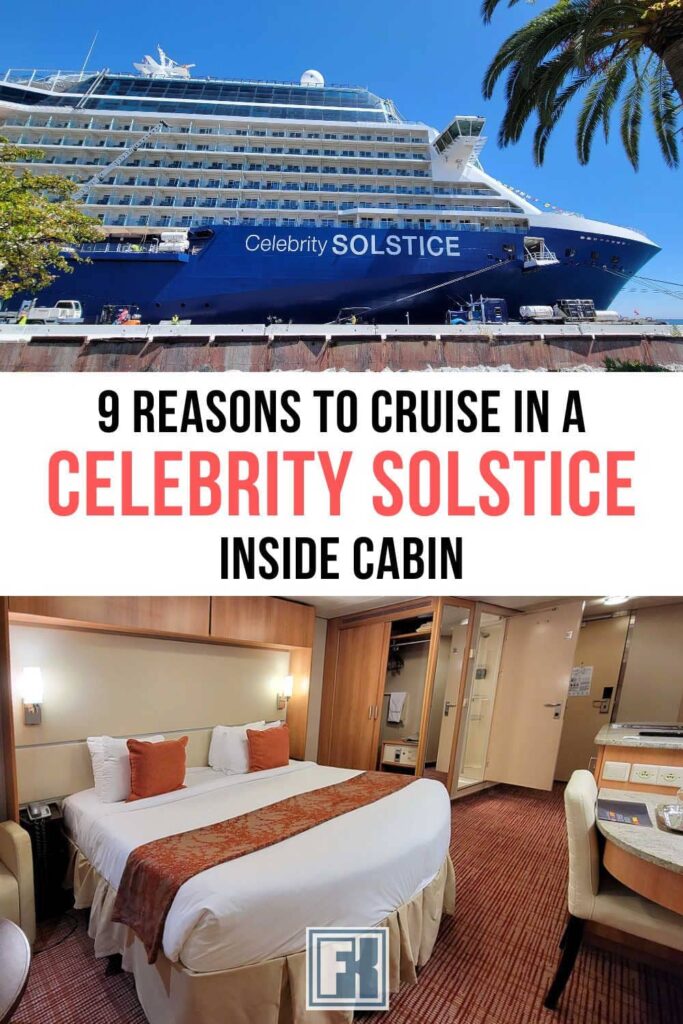 Celebrity Solstice cruise ship and one of its interior cabins