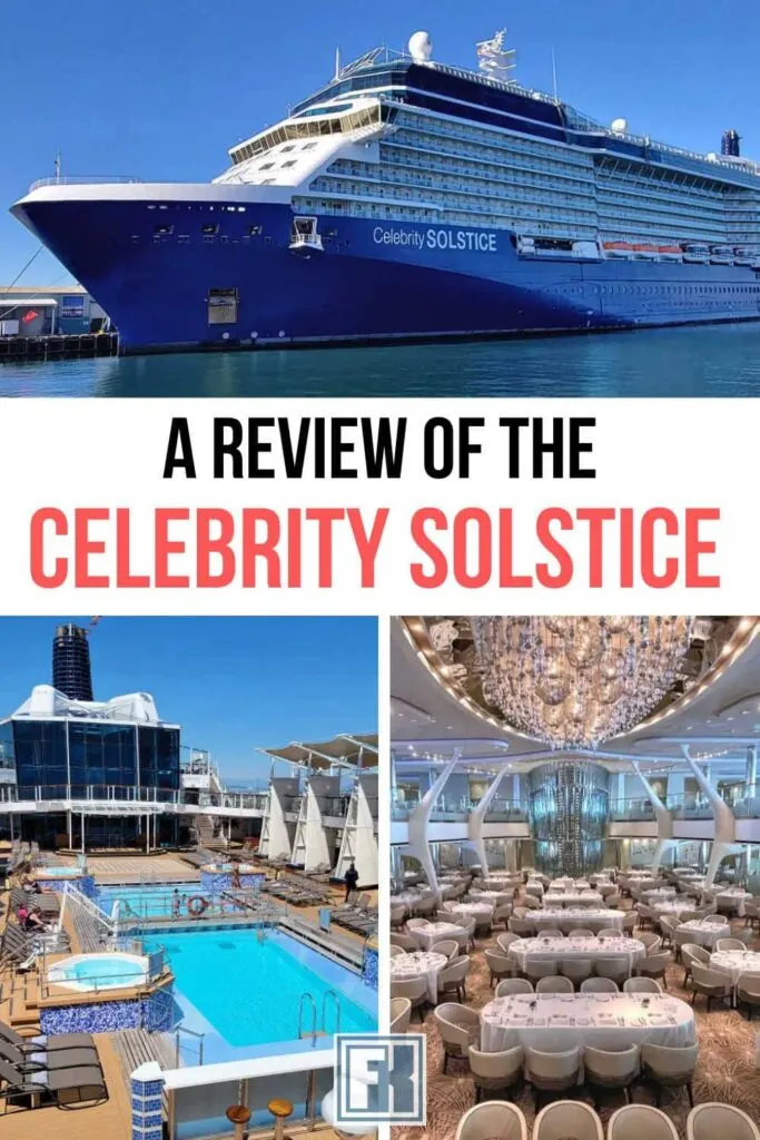 The Celebrity Solstice cruise ship, pool deck and main dining room