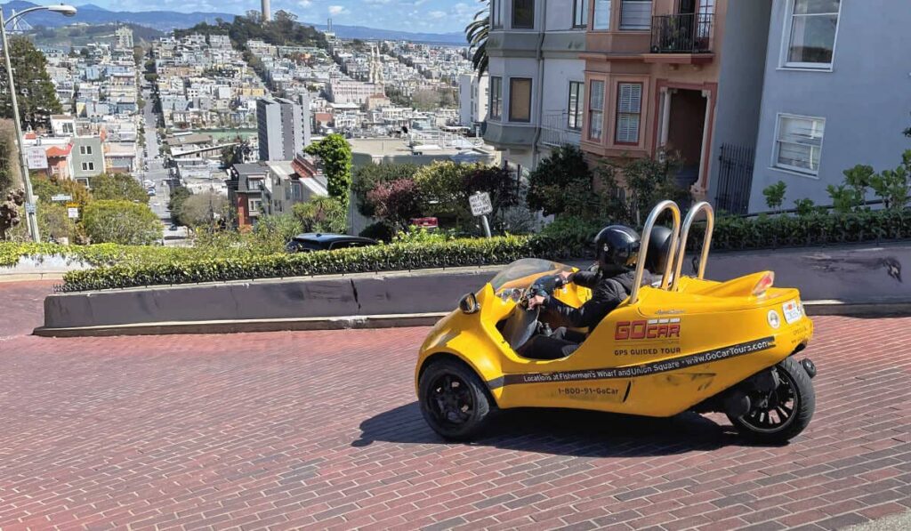Diving down Lombard Street in a GoCar