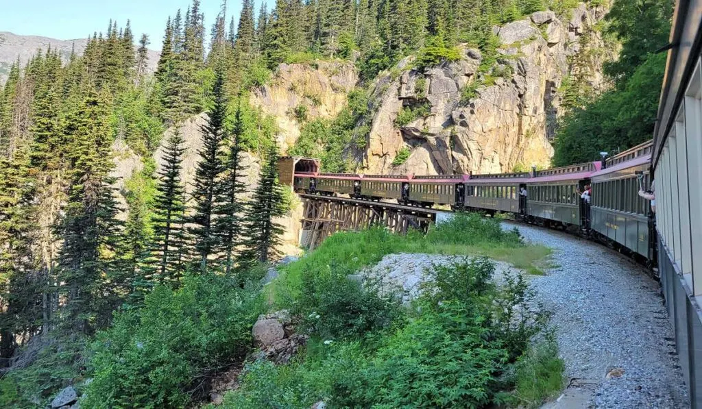 Riding the White Pass train in Skagway