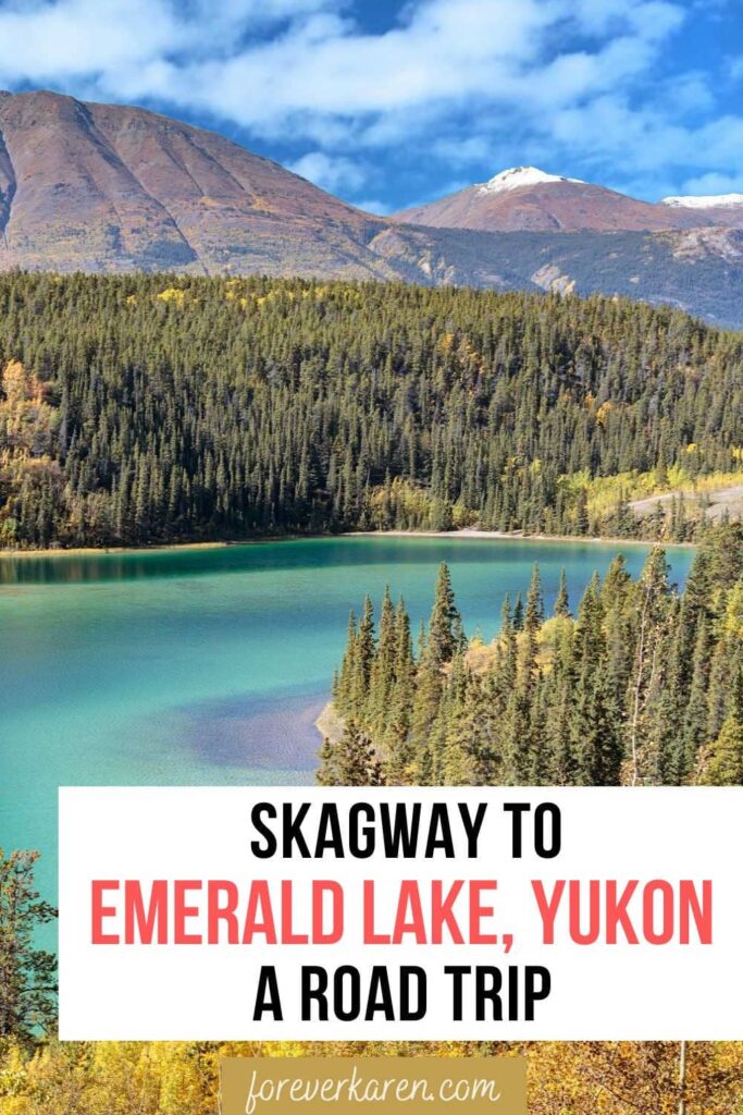 Beautiful turquoise colors of Emerald Lake in the Yukon