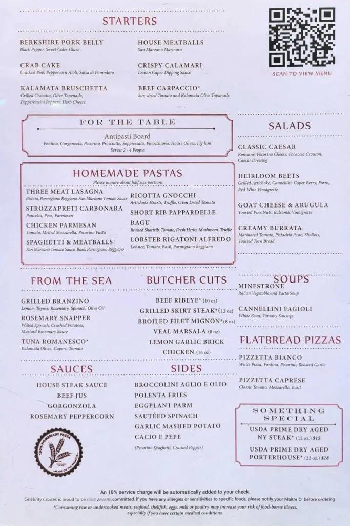 Tuscan Grille Restaurant menu