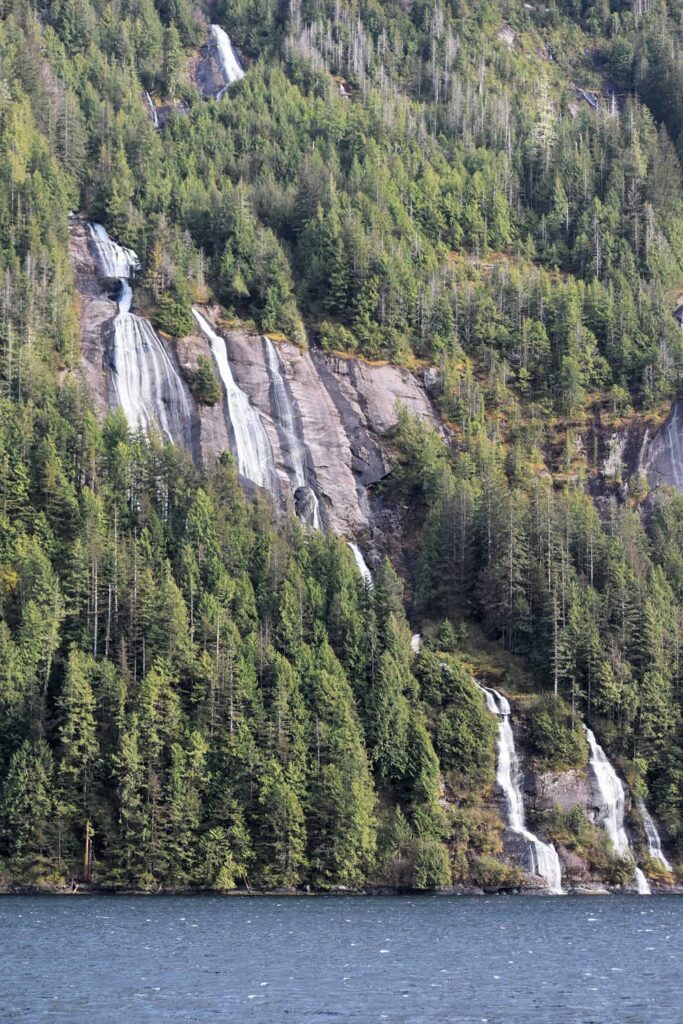 A series of waterfalls in Misty Fjords National Monument