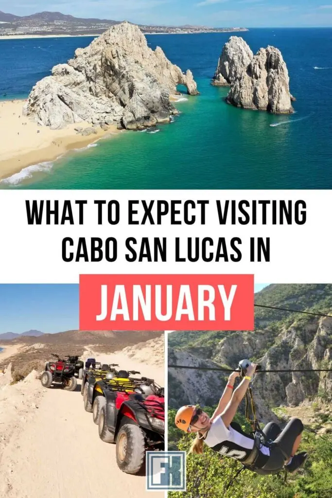 Aerial view of Land's End, ATV vehicles on a trail and zip lining in Cabo San Lucas