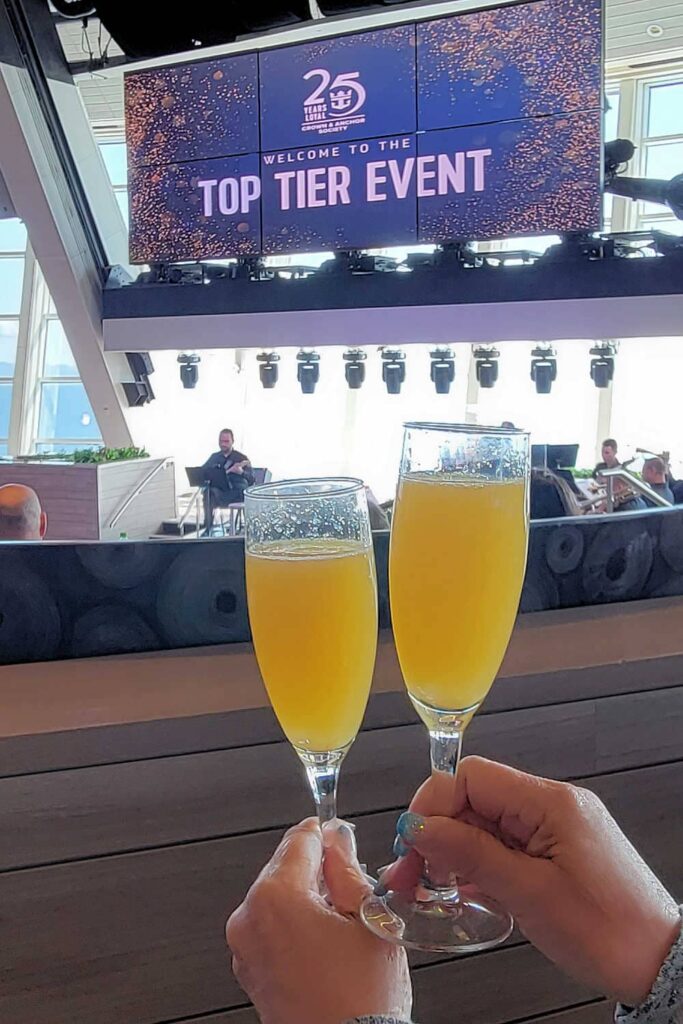 Enjoying a mimosa at the Top Tier Event on Quantum of the Seas