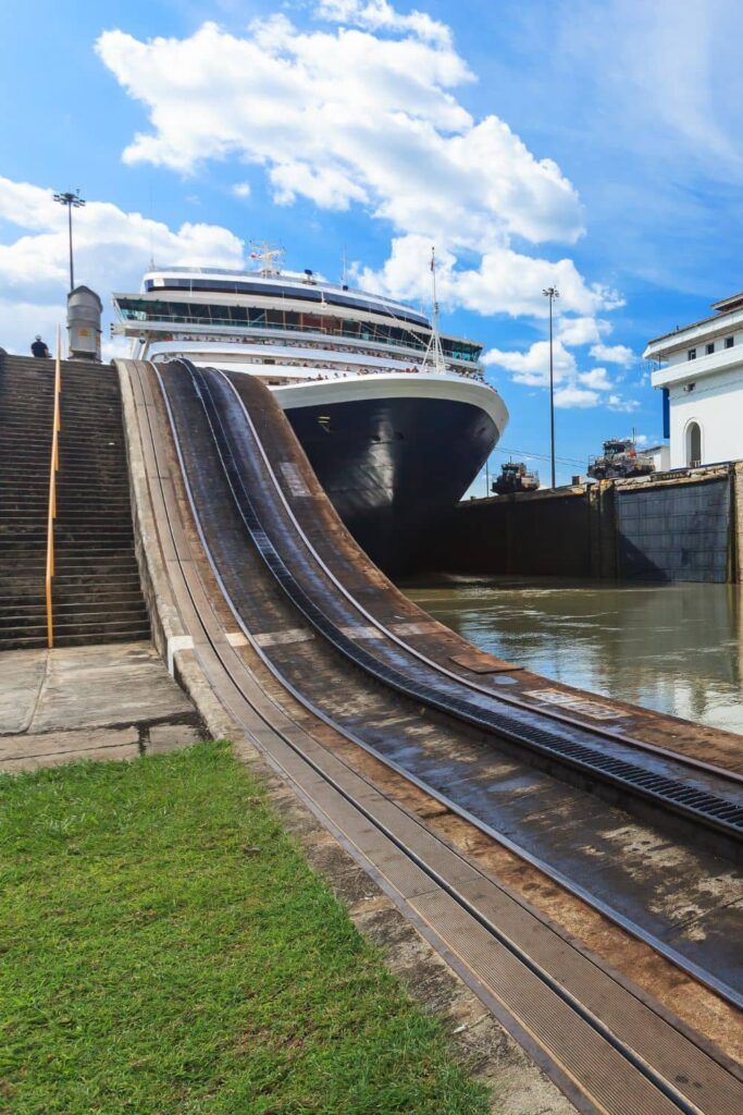 Going through the Panama Canal on a cruise ship