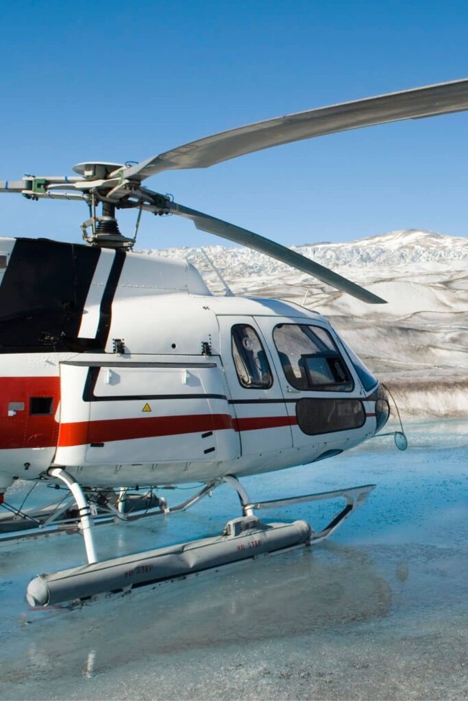 Helicopter on an Alaska glacier
