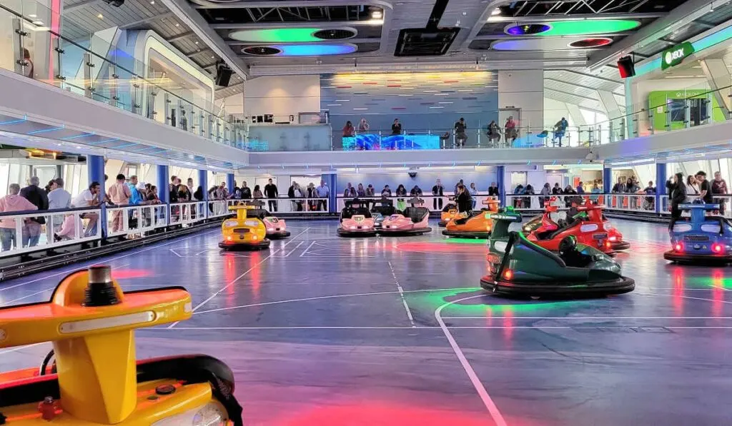 Long wait line at the bumper cars