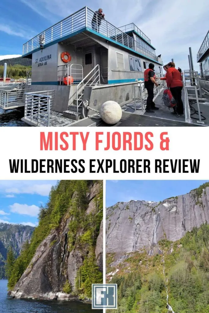 Misty Fjords' landscapes and a large boat operated by Allen Marine offering tours to the fjord