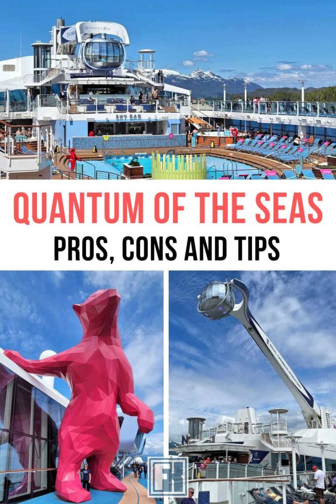 Quantum of the Seas pool deck, magenta polar bear and North Star pod