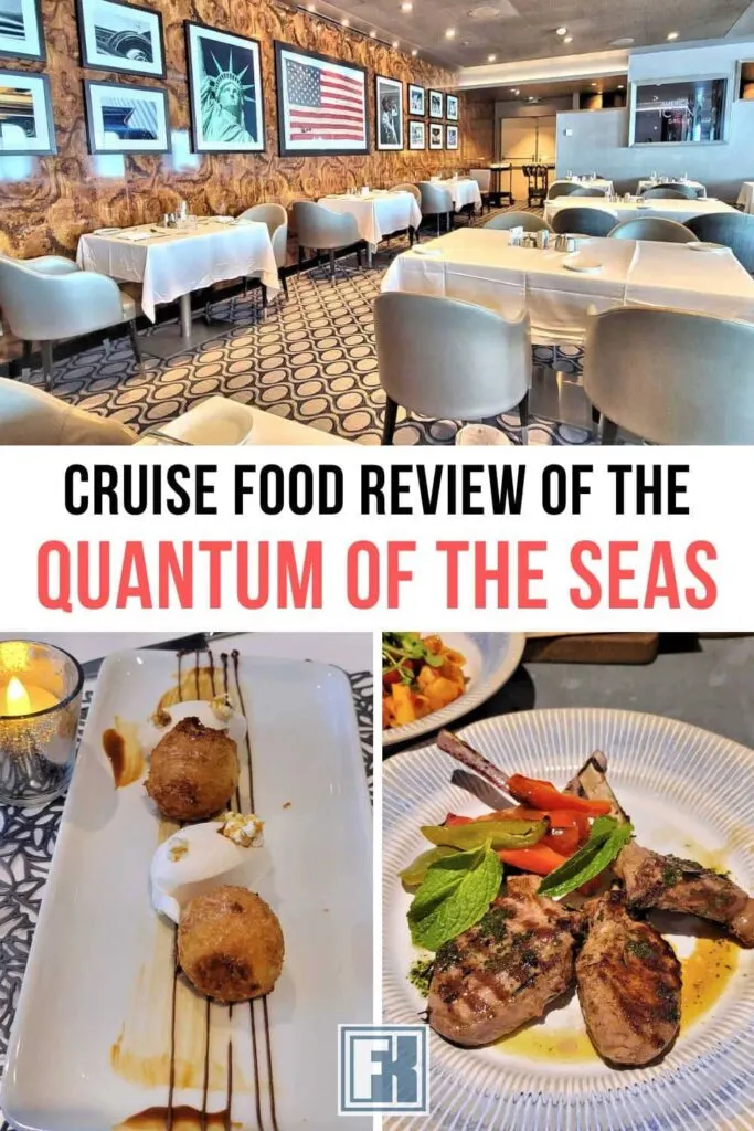 Food from the dining rooms on the Quantum of the Seas and the American Icon Grill