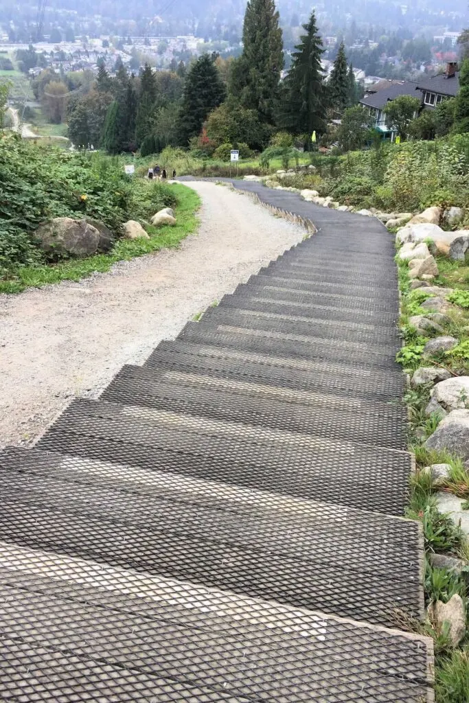 Descending the stairs on the Coquitlam Crunch