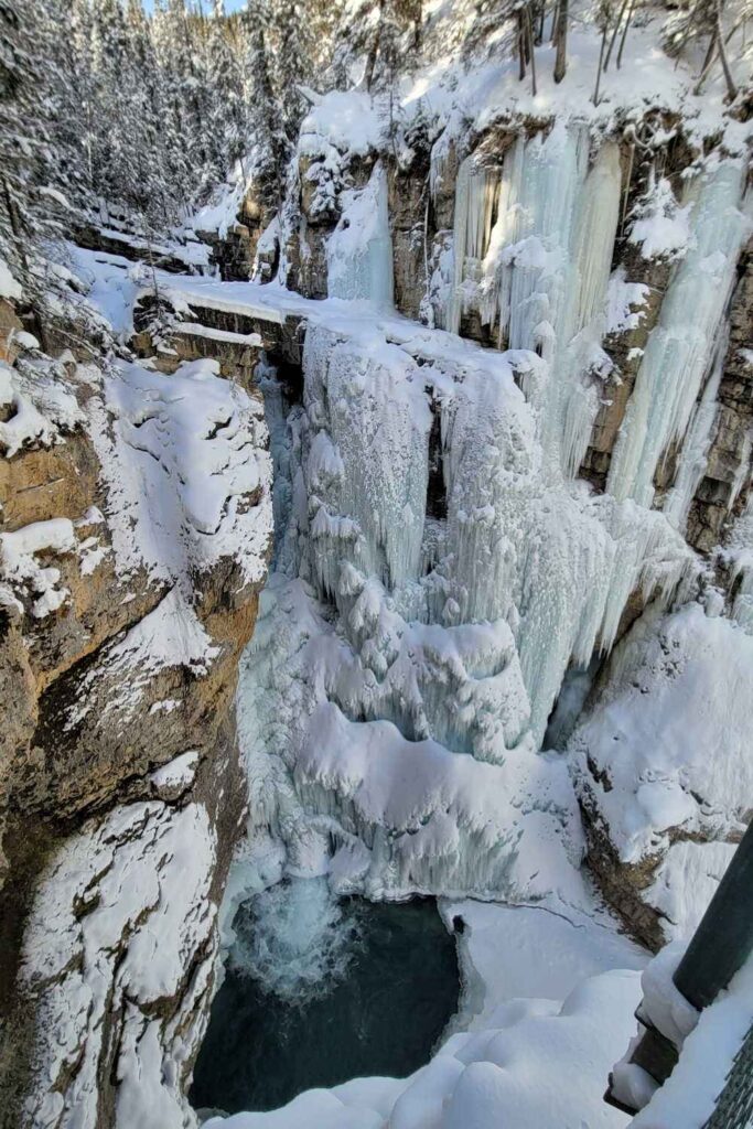 Johnston Canyon Upper Falls in winter