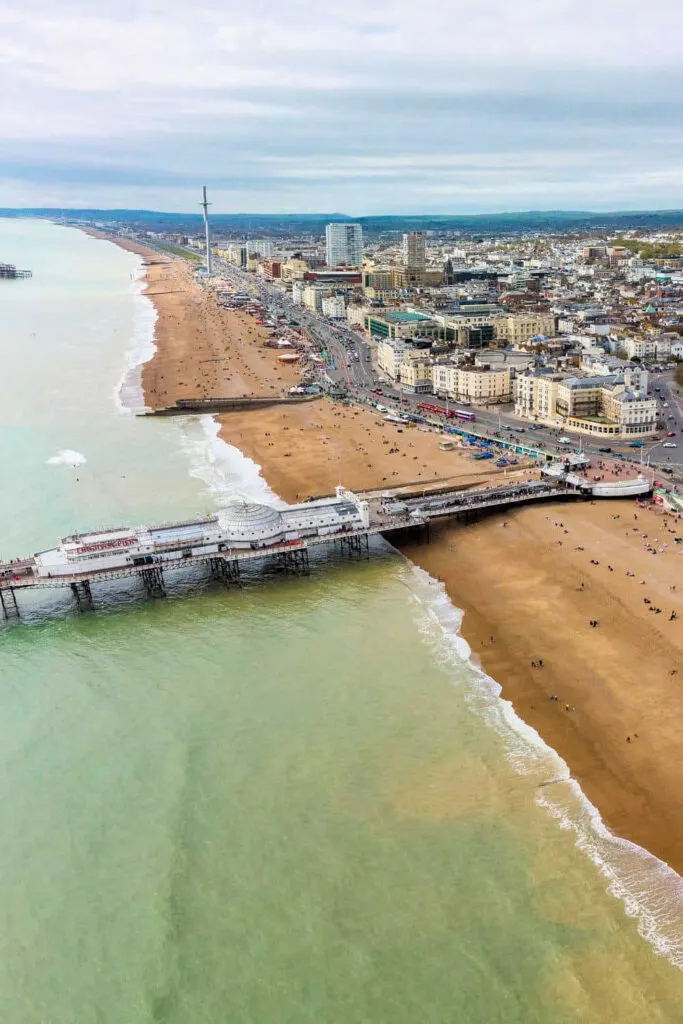 Brighton Pier and Beach, in south England