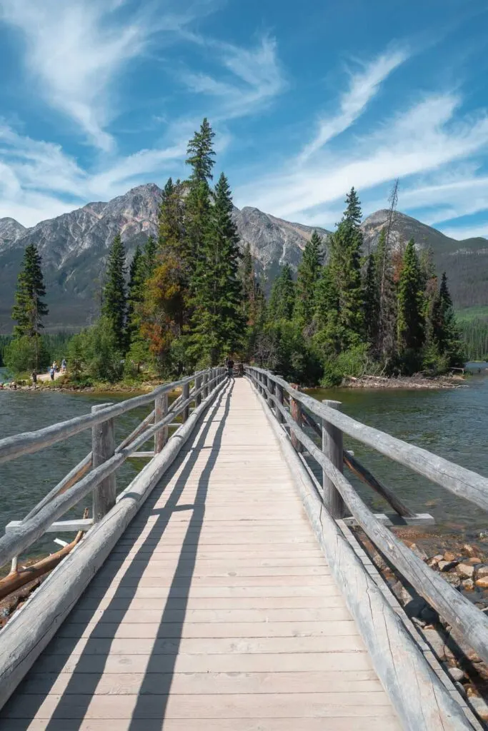 Pyramid Lake Bridge in Jasper