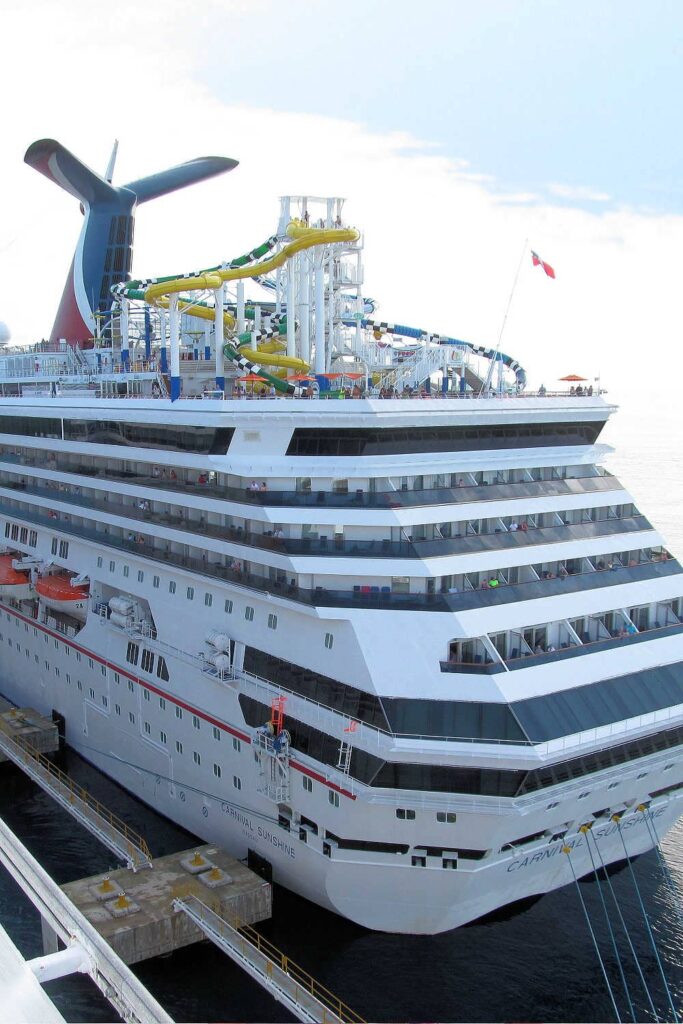Carnival Sunshine docked in the Caribbean