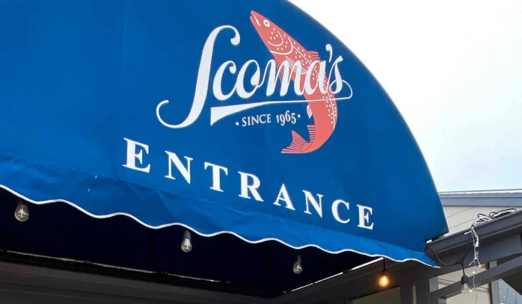 Awning to Scoma's restaurant in San Francisco