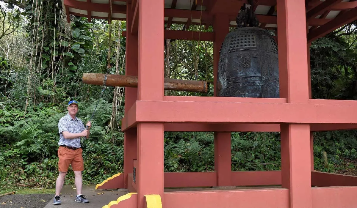 My husband, Brian ringing the sacred bell