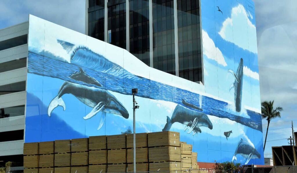 Whale mural in Oahu