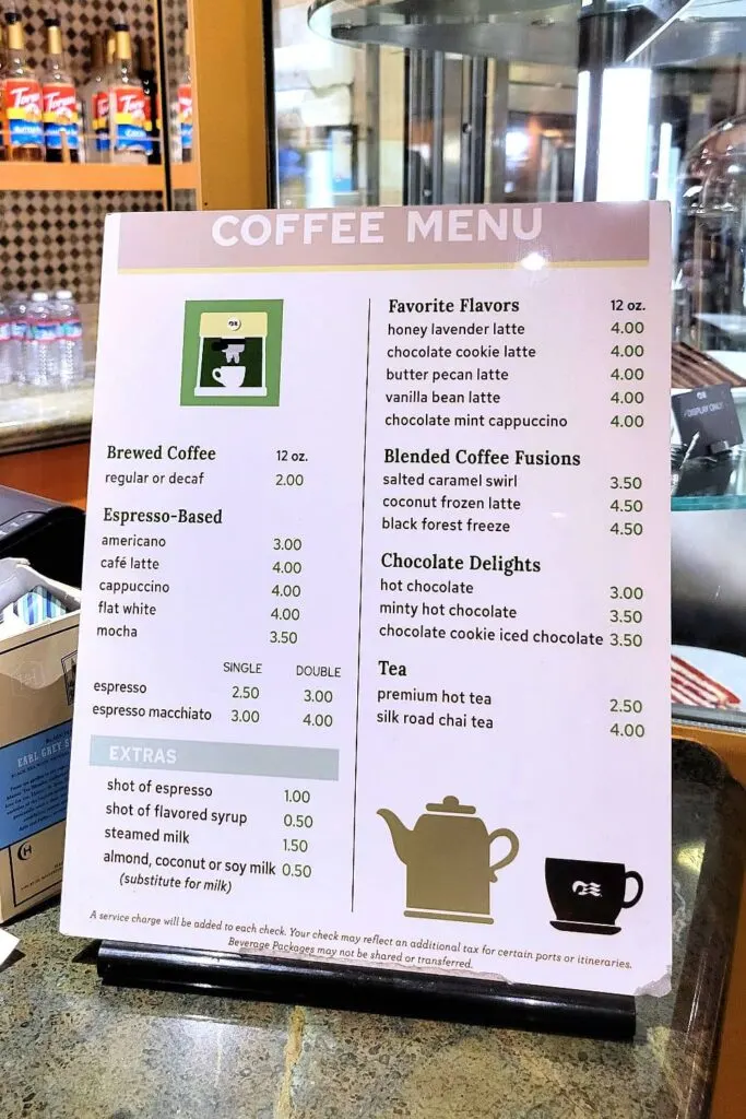 International Café coffee menu