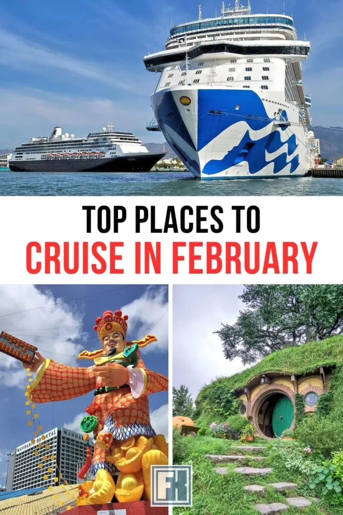 Two cruise ships docked in Mexico in February, Chinese New Year decorations and Hobbiton