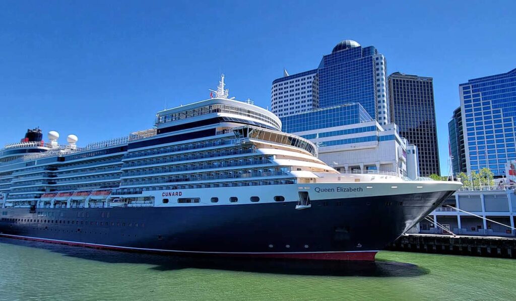 Cunard Queen Elizabeth docked in Vancouver before cruising to Alaska