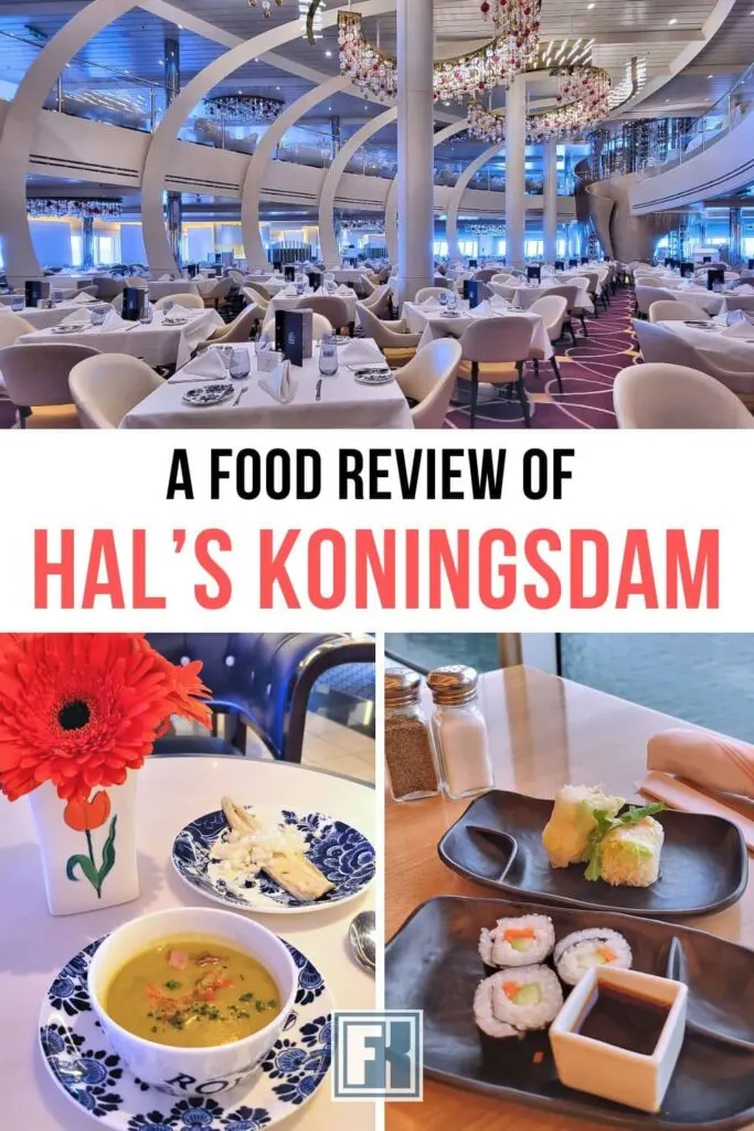 Dining room, Dutch pea soup and sushi on Holland America Koningsdam