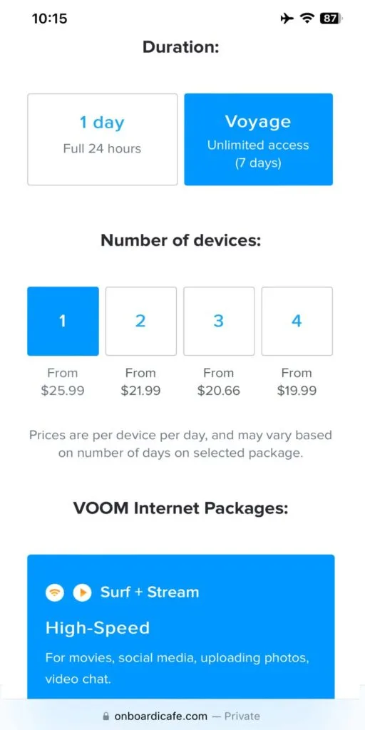 VOOM Wi-Fi cost