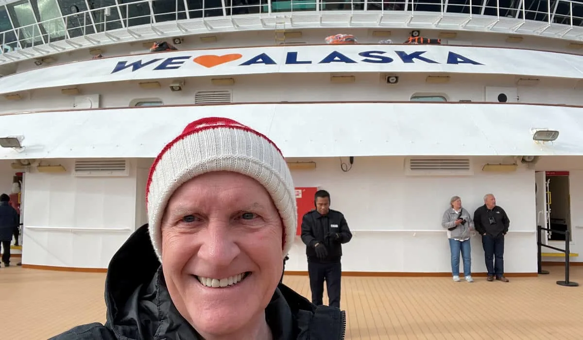 Brian at the ship's bow