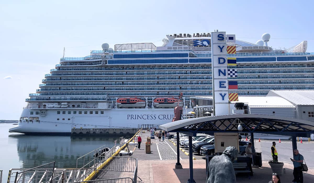 A Princess ship docked in Sydney Nova Scotia cruise port