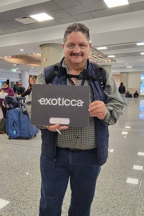 Exoticca rep waiting for us at the airport
