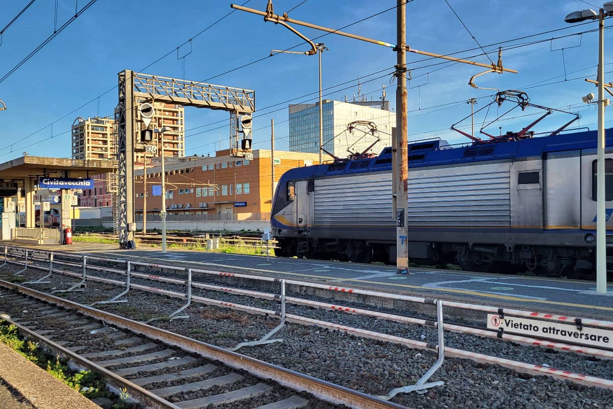 Arriving at the Civitavecchia train station