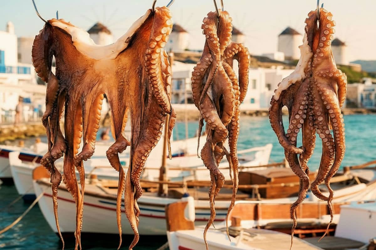 Drying octopus in Mykonos