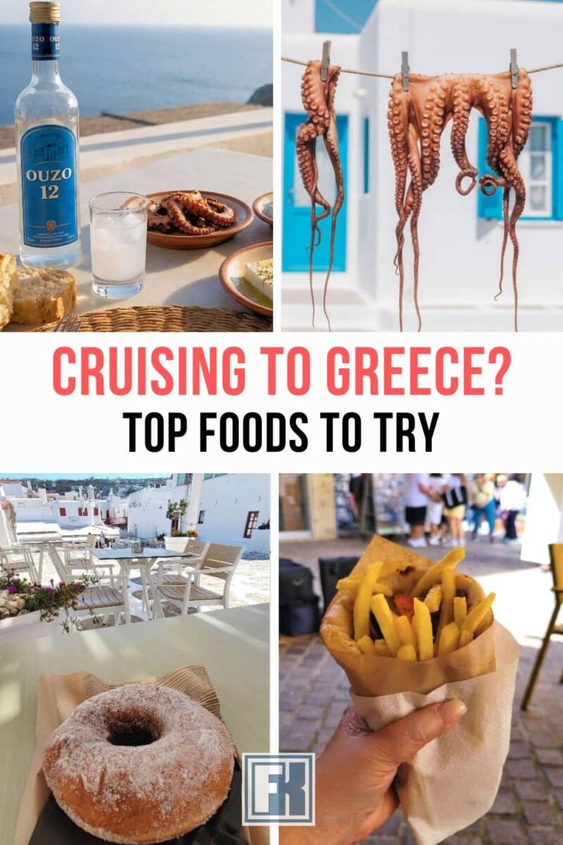 Savor the essence of Greek island foods and discover what to eat in each destination. Explore traditional dishes like spanakopita and baklava that capture the spirit of the Aegean in every bite. Ouzo, dried octopus, honey donut and a gyro, all great Greek islands food
