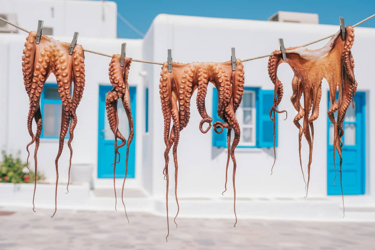 Hanging octopus in Mykonos