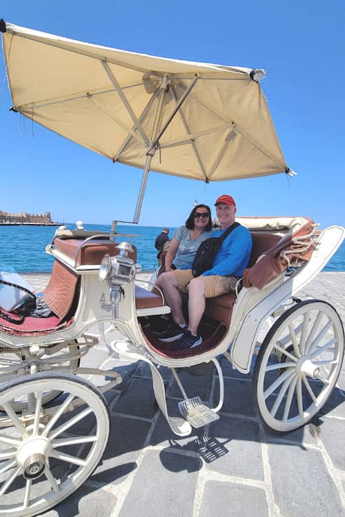On a horse carriage ride in Chania, Crete